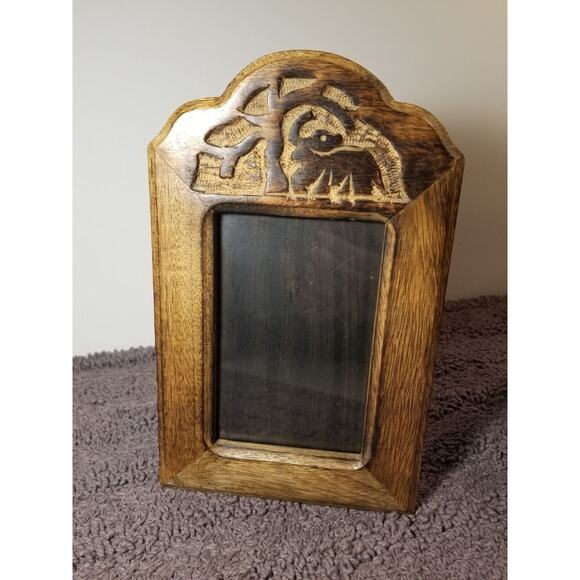 Asian Elephant Carved Hard Wood 4X6‎ Picture Frame - Picture 1 of 7